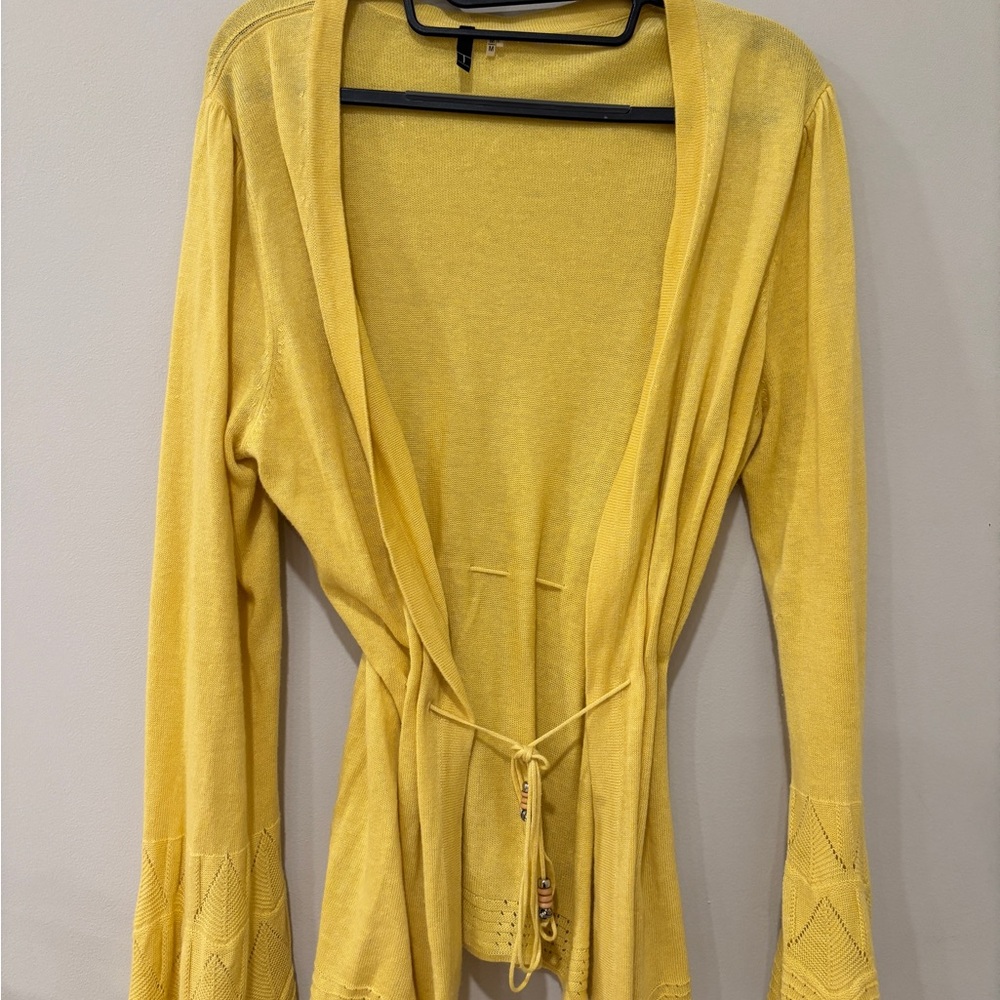 Lightweight Yellow Open-Front Women's Cardigan